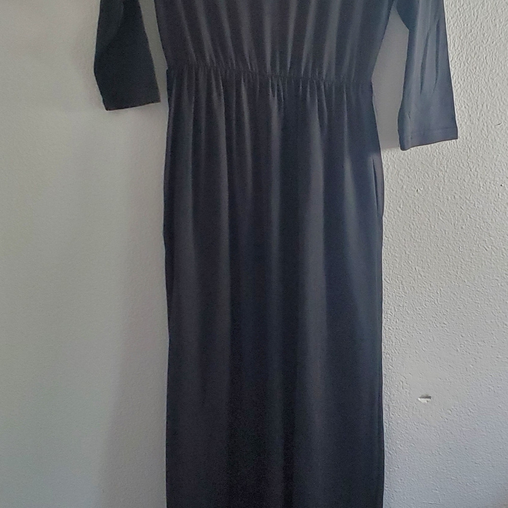 NWT Long Black‎ Long Sleeve Maxi Comfort Womans Dress Size Small  New With Tags - Picture 3 of 6